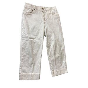 Jones Sport Womens Cropped Pants Size 8 White Stretch Preppy